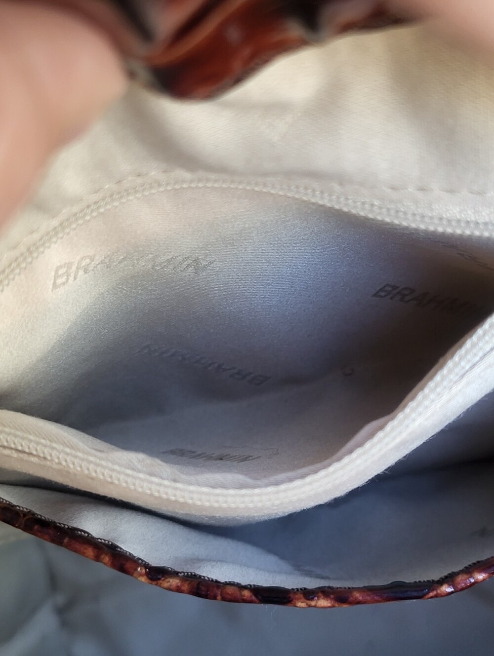 Brahmin Marlowe Melbourne Chestnut Croc-Embossed Drawstring Bucket Bag - Picture 12 of 16